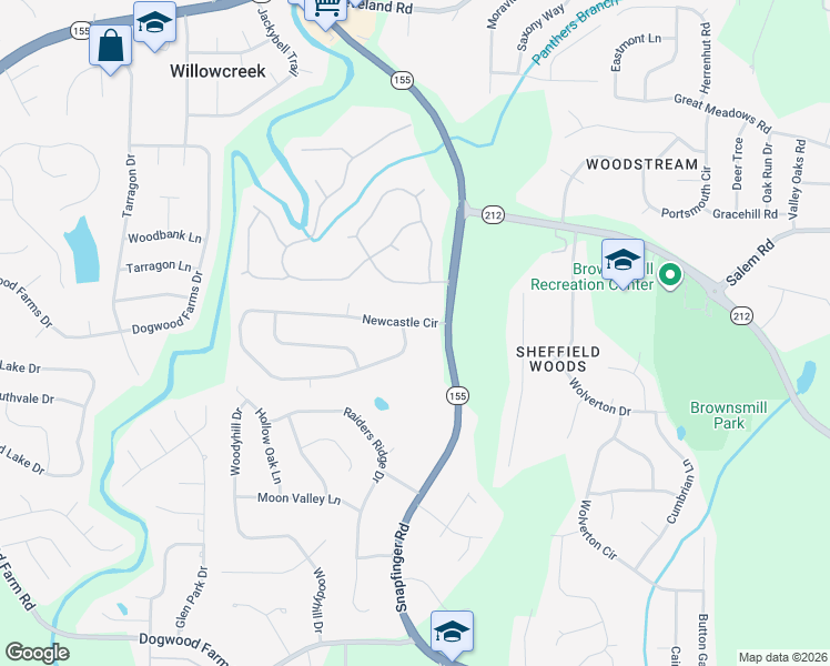 map of restaurants, bars, coffee shops, grocery stores, and more near 4290 Newcastle Circle in Lithonia
