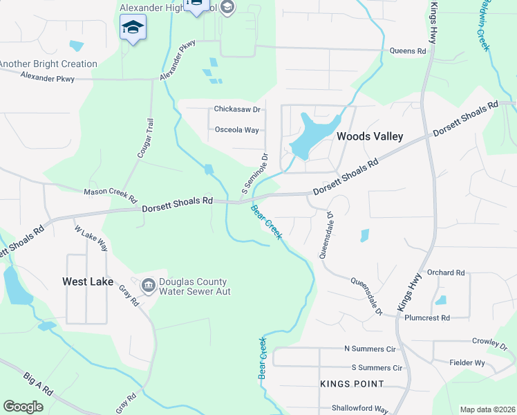 map of restaurants, bars, coffee shops, grocery stores, and more near 6453 Dorsett Shoals Road in Douglasville