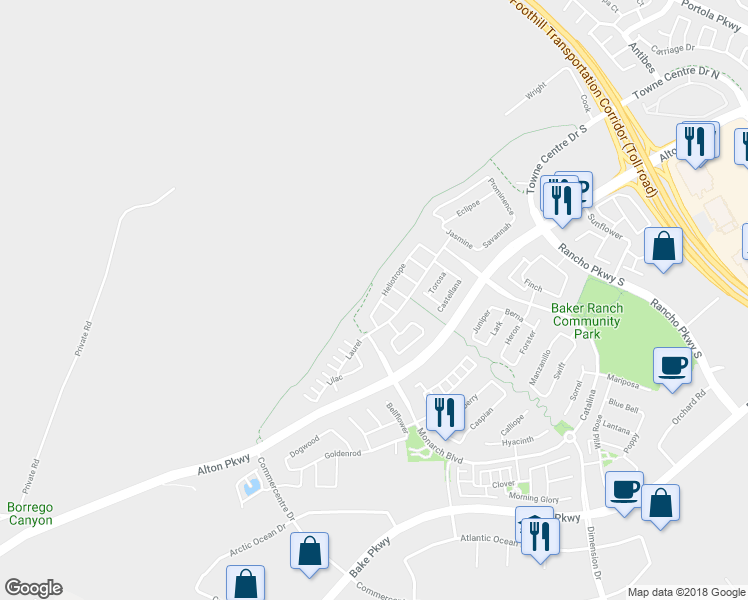 map of restaurants, bars, coffee shops, grocery stores, and more near 49 Heliotrope in Lake Forest