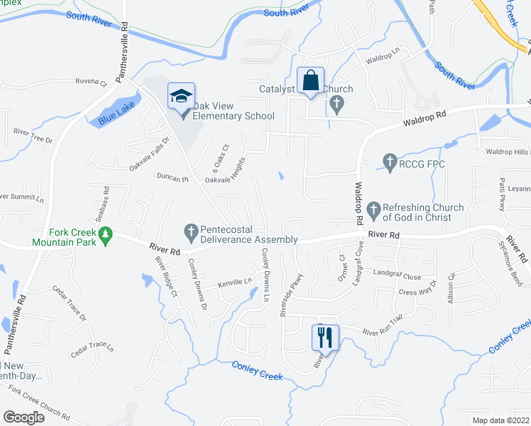 map of restaurants, bars, coffee shops, grocery stores, and more near 3668 Gray Birch Drive in Decatur
