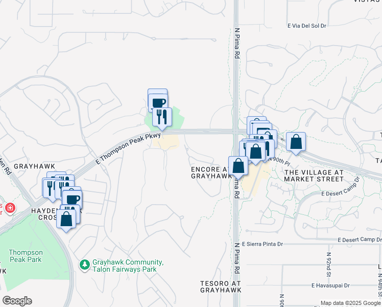 map of restaurants, bars, coffee shops, grocery stores, and more near 20750 North 87th Street in Scottsdale