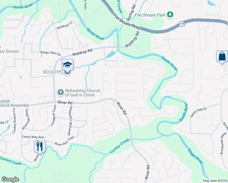 map of restaurants, bars, coffee shops, grocery stores, and more near 3651 Patti Parkway in Decatur