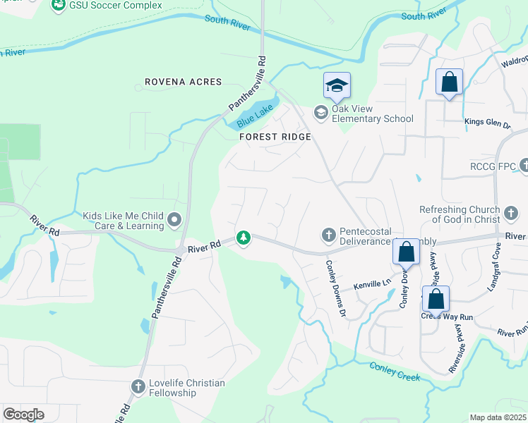 map of restaurants, bars, coffee shops, grocery stores, and more near 2868 Green Marsh Court in Decatur