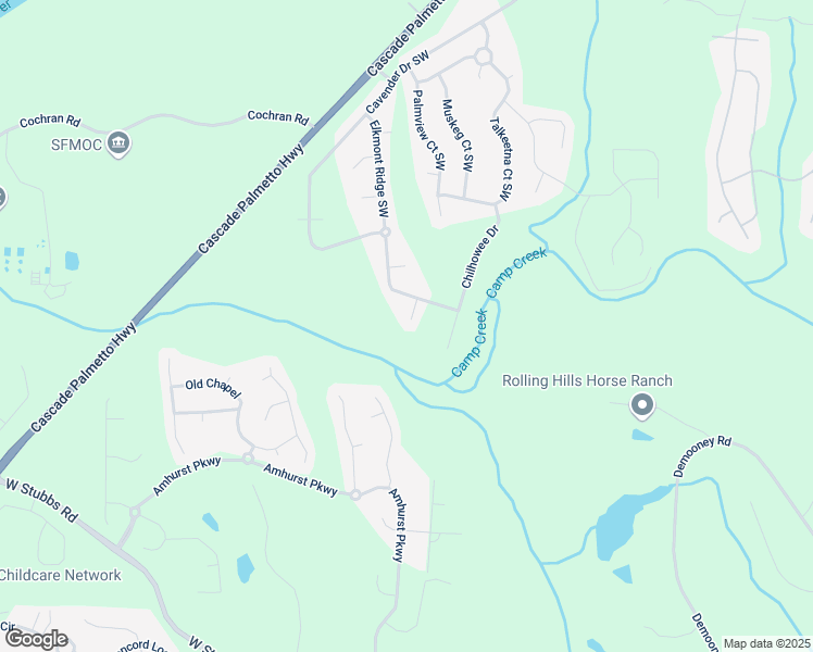 map of restaurants, bars, coffee shops, grocery stores, and more near 545 Platoro Court Southwest in Atlanta