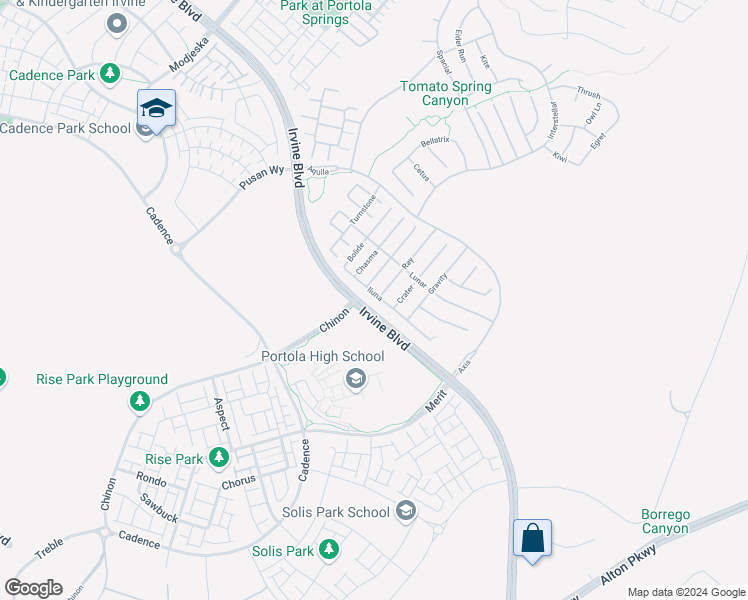 map of restaurants, bars, coffee shops, grocery stores, and more near 78 Iluna in Irvine