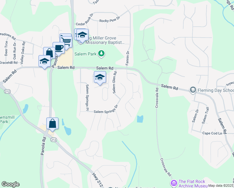 map of restaurants, bars, coffee shops, grocery stores, and more near 3632 Salem Glen Road in Lithonia
