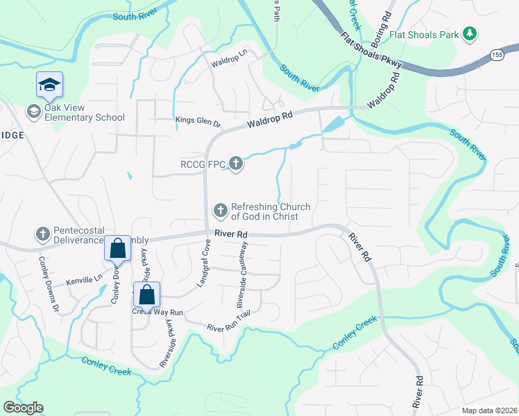map of restaurants, bars, coffee shops, grocery stores, and more near 3376 River Rd in Decatur
