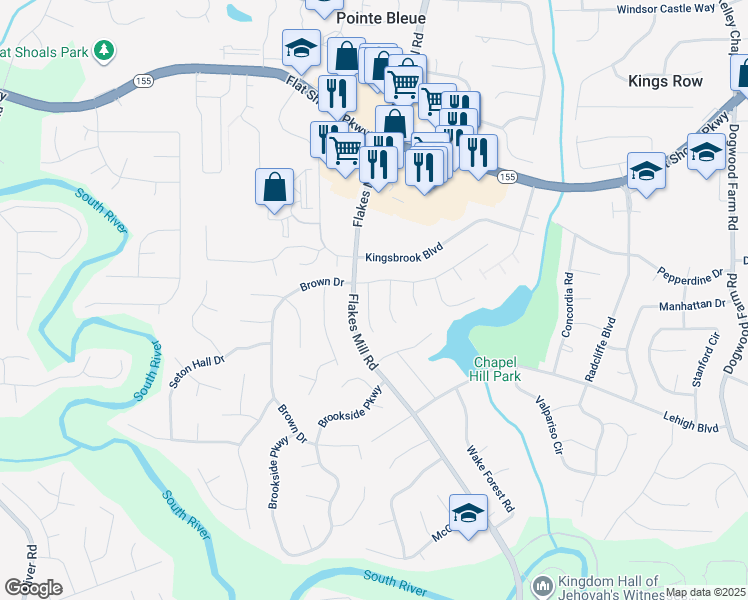 map of restaurants, bars, coffee shops, grocery stores, and more near 3657 Platina Park Court in Decatur