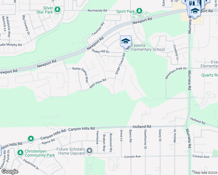 map of restaurants, bars, coffee shops, grocery stores, and more near 25313 High Noon Court in Menifee