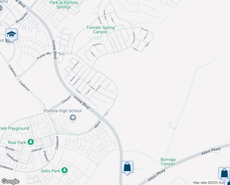 map of restaurants, bars, coffee shops, grocery stores, and more near 52 Hartman in Irvine