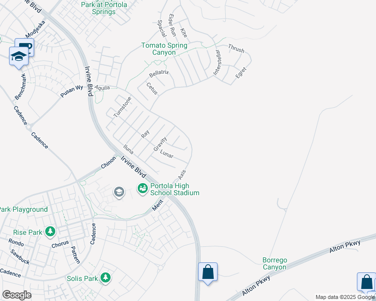 map of restaurants, bars, coffee shops, grocery stores, and more near 52 Hartman in Irvine