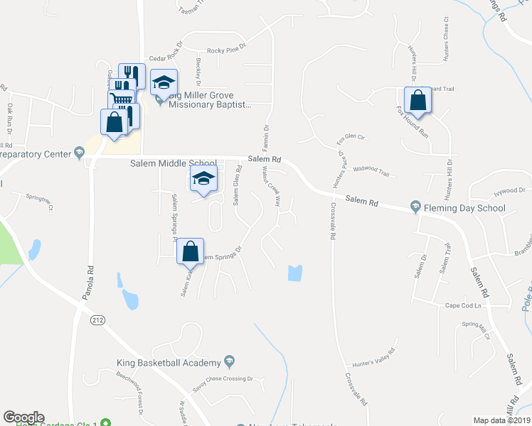 map of restaurants, bars, coffee shops, grocery stores, and more near 5421 Salem Springs Drive in Stonecrest