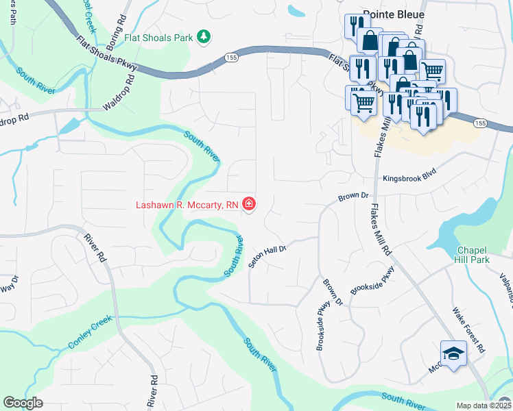 map of restaurants, bars, coffee shops, grocery stores, and more near 3832 Cherry Ridge Boulevard in Decatur