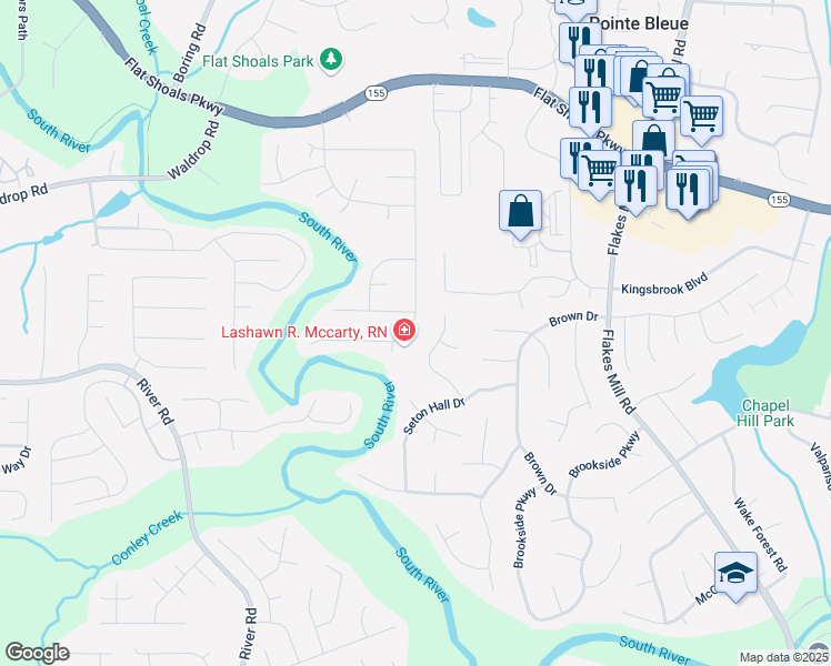 map of restaurants, bars, coffee shops, grocery stores, and more near 3832 Cherry Ridge Boulevard in Decatur