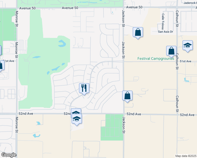 map of restaurants, bars, coffee shops, grocery stores, and more near 51334 Longmeadow Street in Indio