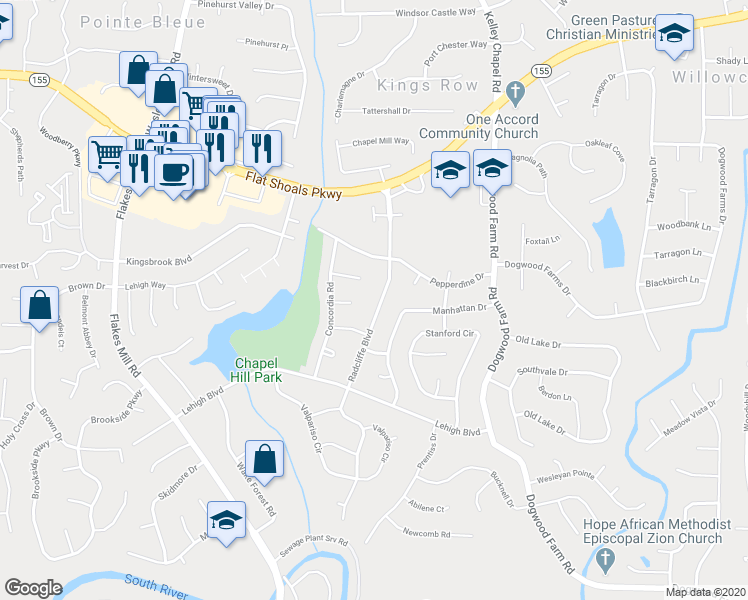 map of restaurants, bars, coffee shops, grocery stores, and more near 3631 Radcliffe Boulevard in Decatur