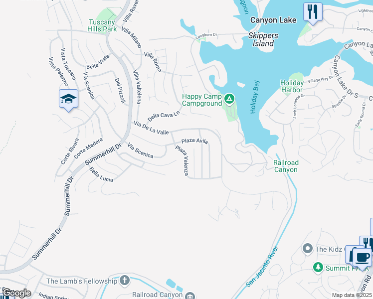 map of restaurants, bars, coffee shops, grocery stores, and more near 2 Plaza Valenza in Lake Elsinore