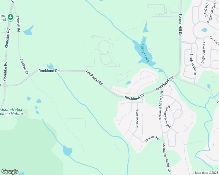 map of restaurants, bars, coffee shops, grocery stores, and more near 7196 Rockland Road in Stonecrest