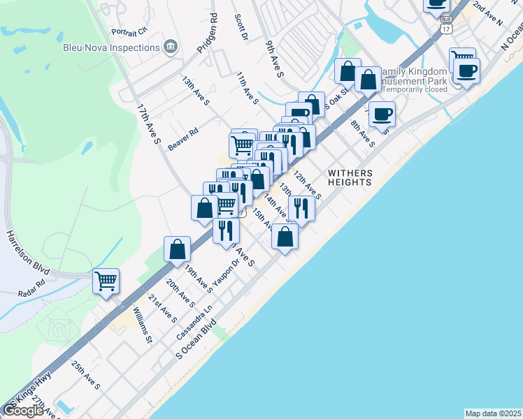 map of restaurants, bars, coffee shops, grocery stores, and more near 1405 U.S. 17 Business in Myrtle Beach