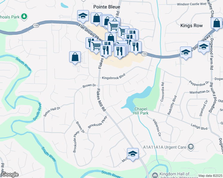 map of restaurants, bars, coffee shops, grocery stores, and more near 3549 Lehigh Way in Decatur