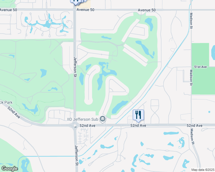 map of restaurants, bars, coffee shops, grocery stores, and more near 51341 Vía Sorrento in La Quinta