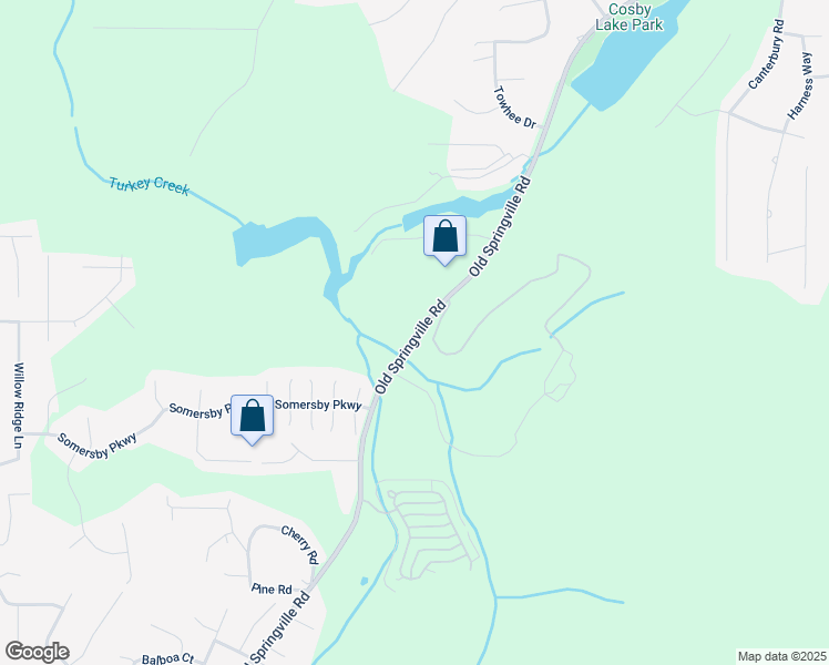 map of restaurants, bars, coffee shops, grocery stores, and more near 5896 Old Springville Road in Pinson