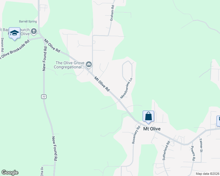 map of restaurants, bars, coffee shops, grocery stores, and more near 2953 Mount Olive Road in Mount Olive