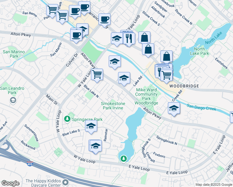 map of restaurants, bars, coffee shops, grocery stores, and more near 2 Grenache in Irvine