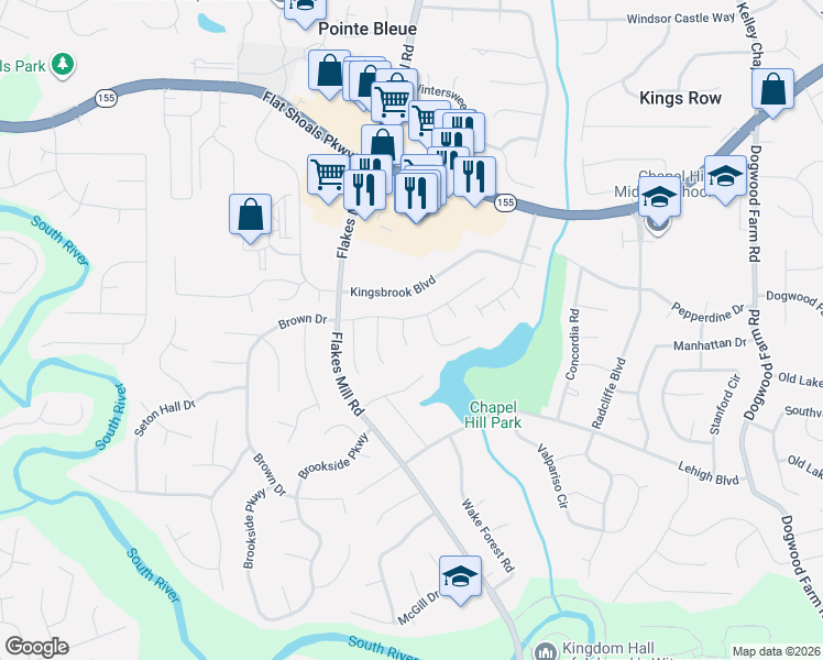 map of restaurants, bars, coffee shops, grocery stores, and more near 3519 Lehigh Way in Decatur