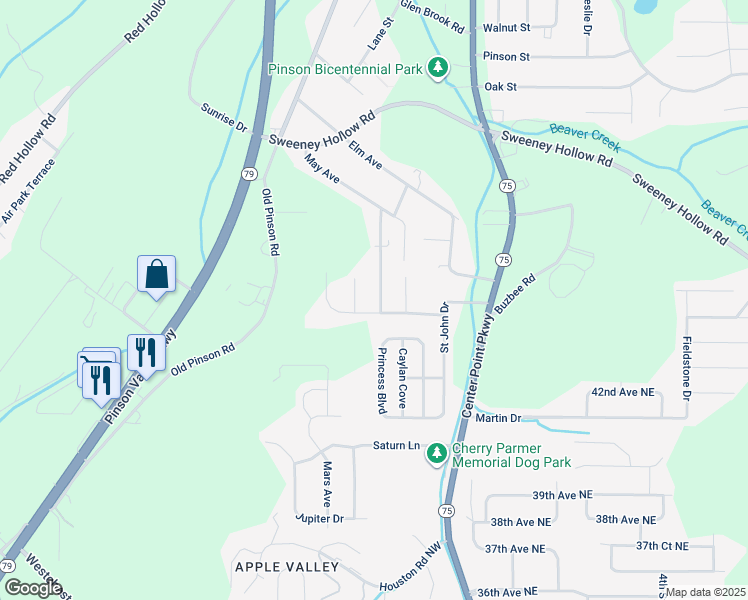 map of restaurants, bars, coffee shops, grocery stores, and more near 4006 Saint John Road Northwest in Birmingham