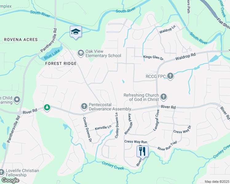 map of restaurants, bars, coffee shops, grocery stores, and more near 3644 Gray Birch Drive in Decatur