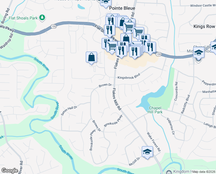 map of restaurants, bars, coffee shops, grocery stores, and more near 3636 Belmont Abbey Drive in Decatur