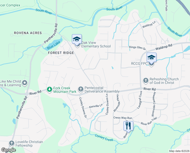 map of restaurants, bars, coffee shops, grocery stores, and more near 3624 Sugar Maple Street in Decatur