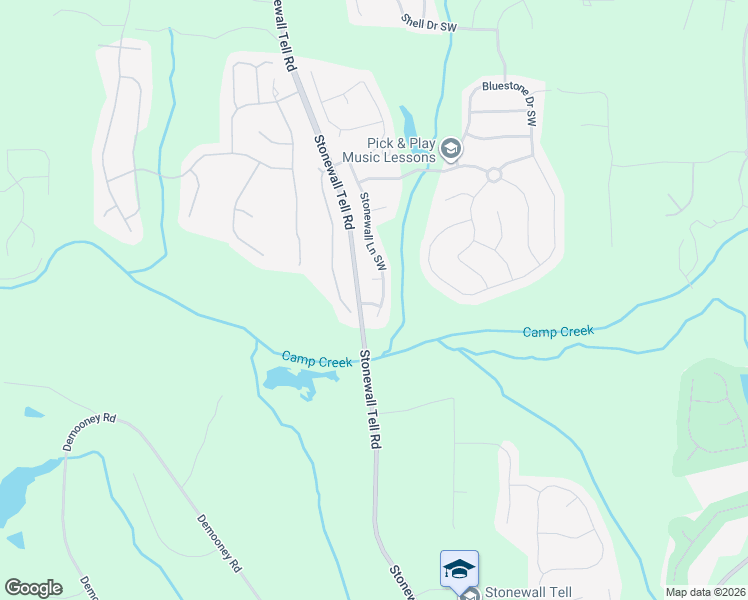 map of restaurants, bars, coffee shops, grocery stores, and more near 2876 Stonewall Lane Southwest in Atlanta