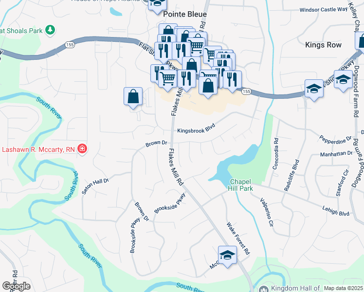 map of restaurants, bars, coffee shops, grocery stores, and more near 3630 Platina Park Court in Decatur