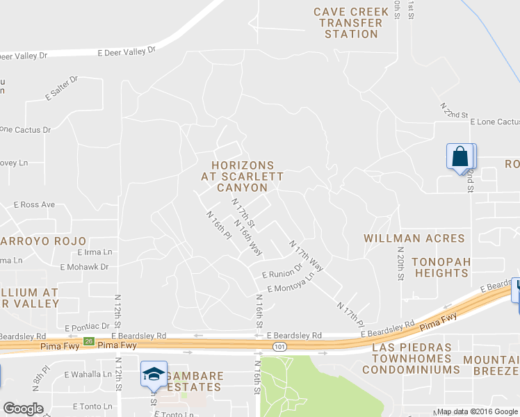 map of restaurants, bars, coffee shops, grocery stores, and more near 1721 East Monona Drive in Phoenix