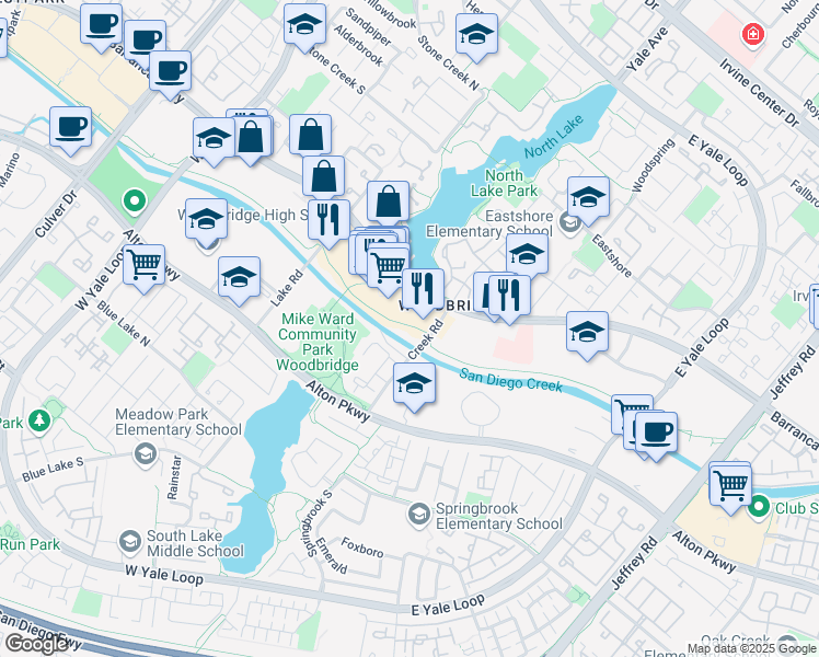 map of restaurants, bars, coffee shops, grocery stores, and more near 4800 Barranca Parkway in Irvine