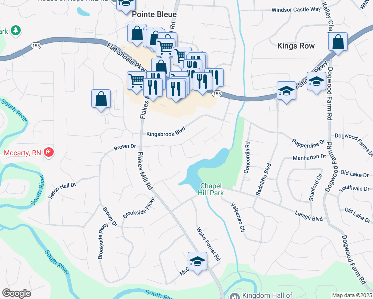 map of restaurants, bars, coffee shops, grocery stores, and more near 3640 Sapphire Court in Decatur