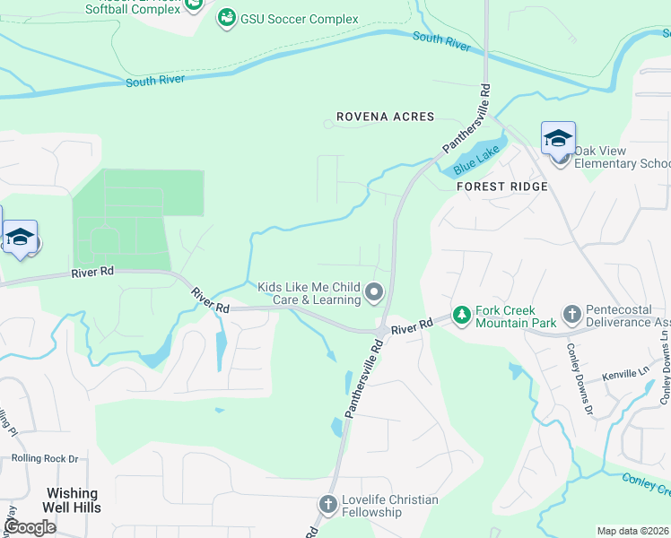map of restaurants, bars, coffee shops, grocery stores, and more near 2660 River Summit Lane in Decatur