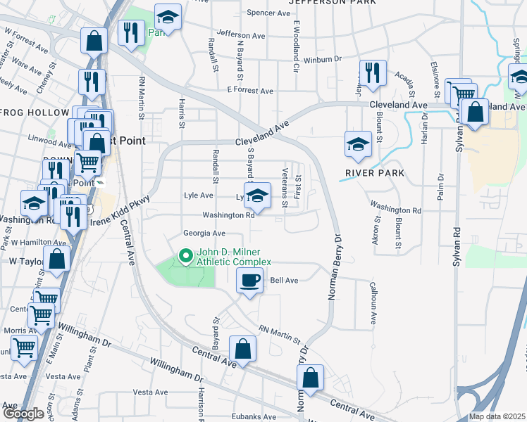 map of restaurants, bars, coffee shops, grocery stores, and more near 1274 Lyle Avenue in Atlanta