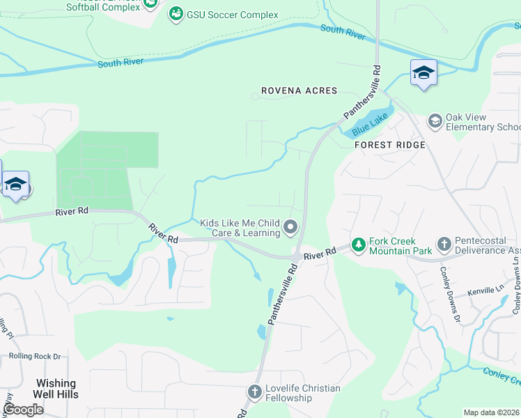 map of restaurants, bars, coffee shops, grocery stores, and more near 2679 River Summit Lane in Decatur