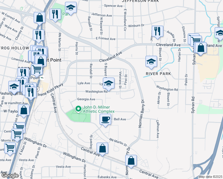 map of restaurants, bars, coffee shops, grocery stores, and more near 1274 Lyle Avenue in Atlanta