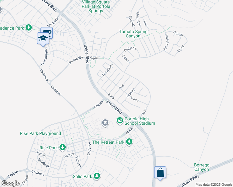 map of restaurants, bars, coffee shops, grocery stores, and more near 62 Ray in Irvine