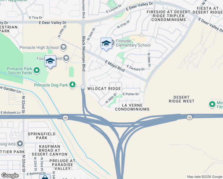 map of restaurants, bars, coffee shops, grocery stores, and more near 20914 North 38th Street in Phoenix