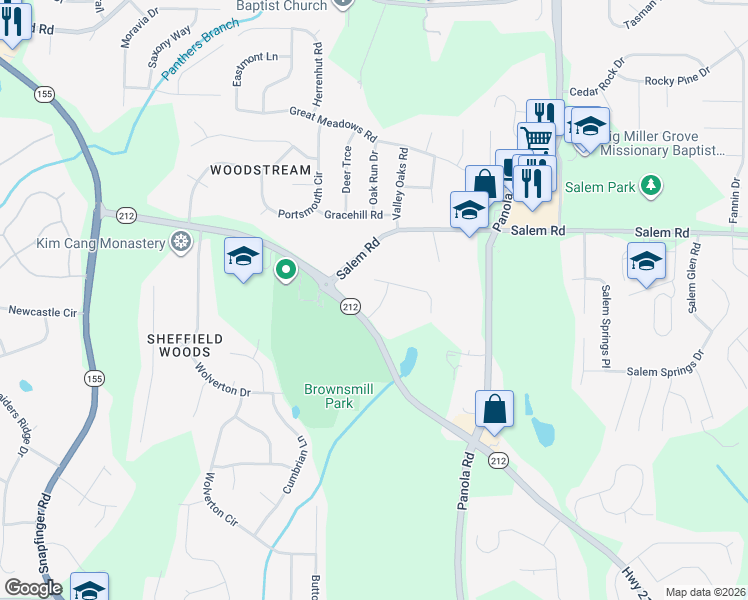 map of restaurants, bars, coffee shops, grocery stores, and more near 5027 Springtree Court in Stonecrest
