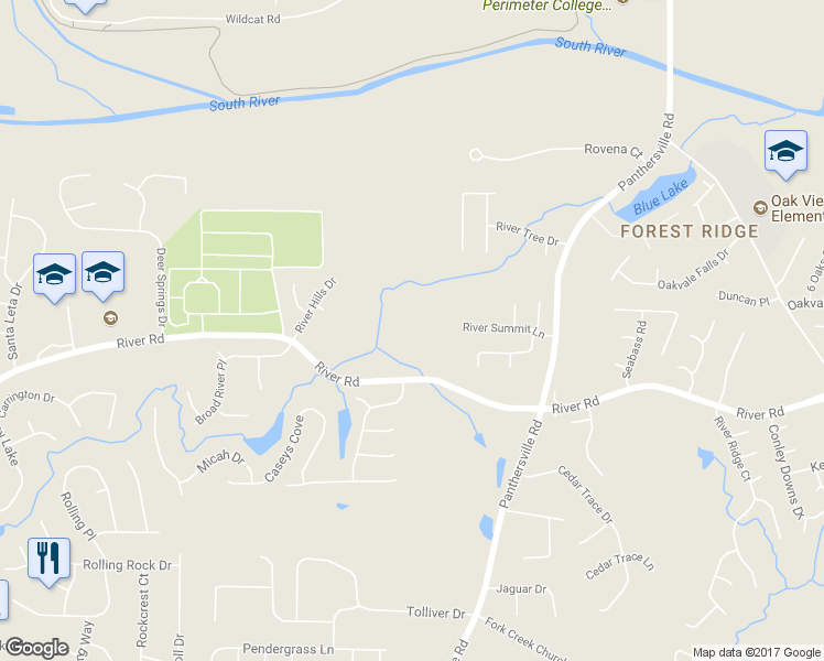 map of restaurants, bars, coffee shops, grocery stores, and more near 2680 River Road in Ellenwood
