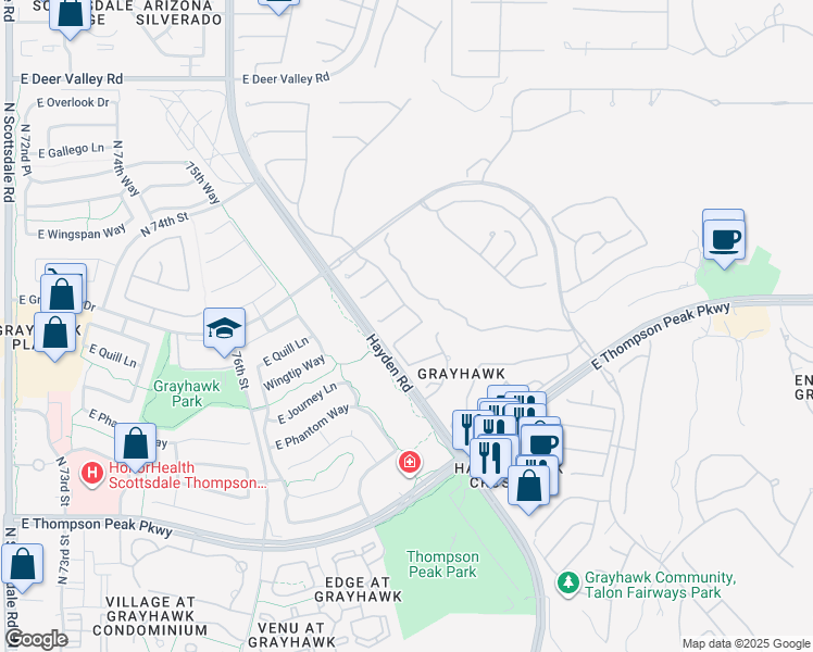 map of restaurants, bars, coffee shops, grocery stores, and more near 20937 North 79th Place in Scottsdale