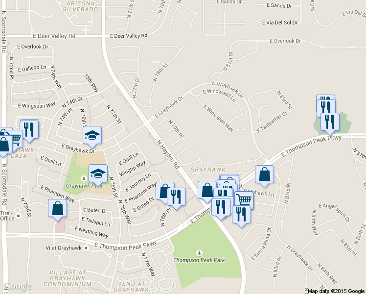 map of restaurants, bars, coffee shops, grocery stores, and more near 20937 North 79th Place in Scottsdale