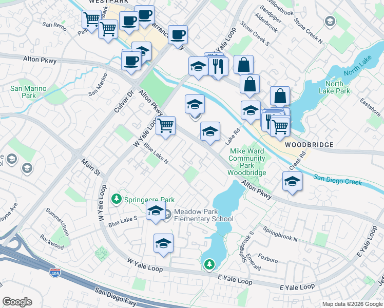 map of restaurants, bars, coffee shops, grocery stores, and more near 2 Grenache in Irvine