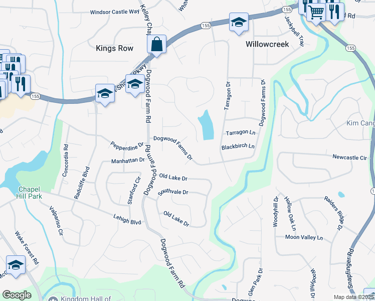 map of restaurants, bars, coffee shops, grocery stores, and more near 4326 Dogwood Farms Drive in Decatur